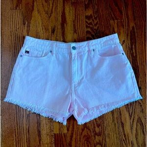 KanCan Baby Pink freyed hem Jean Shorts.
